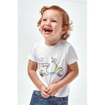 Mayoral tricou de bumbac pentru copii culoarea alb, cu imprimeu