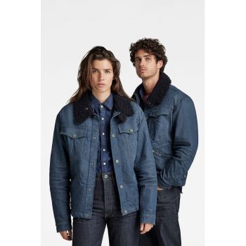 Jacheta denim combat din amestec de bumbac organic Flight la reducere