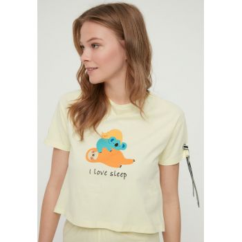 Pijama de bumbac cu imprimeu grafic