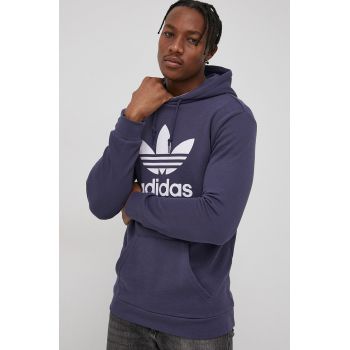 Adidas Originals Hanorac de bumbac HE9497 bărbați, culoarea albastru marin, cu imprimeu