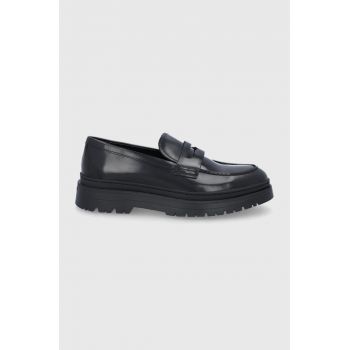 Vagabond mocasini de piele James barbati, culoarea negru