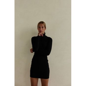 MUUV. rochie culoarea negru, mini, mulata de firma originala