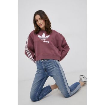 adidas Originals bluză Adicolor HC4620 femei, culoarea violet, neted HC4620-QUICRI