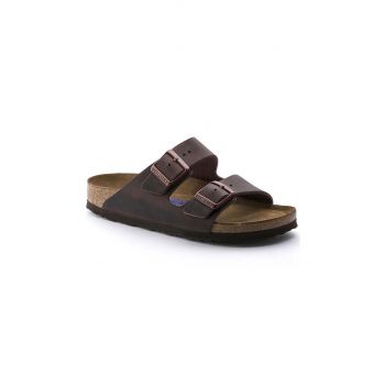 Birkenstock șlapi de piele Arizona bărbați, culoarea maro