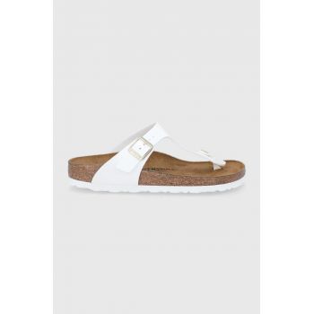 Birkenstock șlapi Gizeh femei, culoarea alb, cu toc plat 1005300-White de firma originali