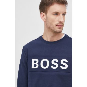 Boss bluza Boss Athleisure barbati, culoarea albastru marin, cu imprimeu