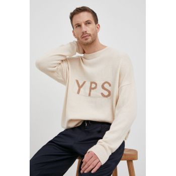 Young Poets Society pulover din amestec de lana barbati, culoarea bej, light