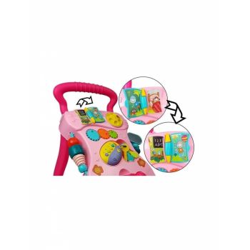 Antepremergator multifunctional LeanToys pentru bebe cu centru de activitati roz 5995