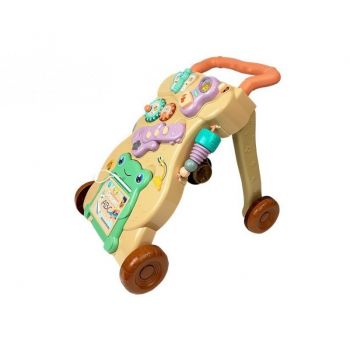 Antepremergator multifunctional pentru bebe cu centru de activitati bej maro LeanToys