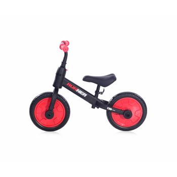 Bicicleta de echilibru 2 in 1 cu pedale si roti auxiliare black red