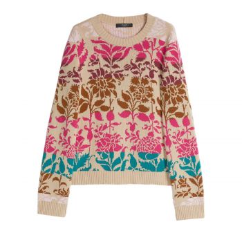 Jacquard-Knit Cotton Sweater L