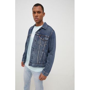 Levi's geaca jeans barbati, culoarea albastru marin, de tranzitie ieftina