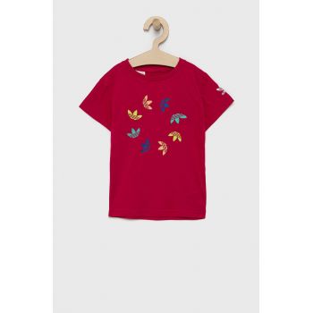 adidas Originals tricou copii HE6837 culoarea roz, cu imprimeu