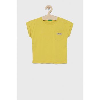 United Colors of Benetton tricou de bumbac pentru copii culoarea galben
