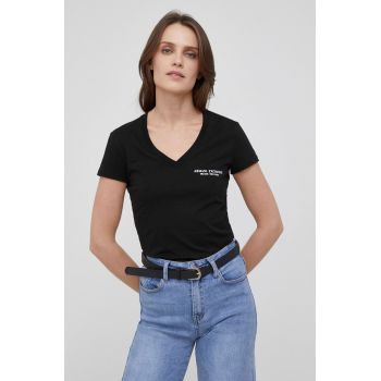 Armani Exchange tricou din bumbac culoarea negru ieftin