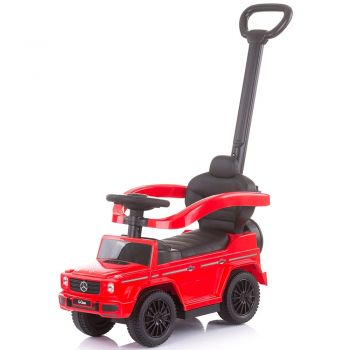 Masinuta copii de impins Chipolino Mercedes G350 Red cu maner si copertina detasabile, spatiu de depozitare sub sezut, suport pentru picioare retractabil, potrivita copiilor cu varsta mai mare de 1 an cu greutatea pana la 25 kg