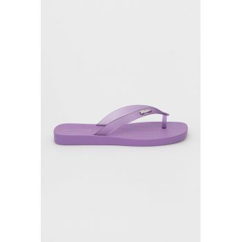 Melissa slapi femei, culoarea violet, cu toc plat