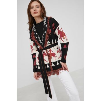 Answear Lab cardigan de lana femei, culoarea negru, călduros