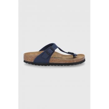 Birkenstock slapi Gizeh femei, culoarea albastru marin, cu toc plat de firma originali