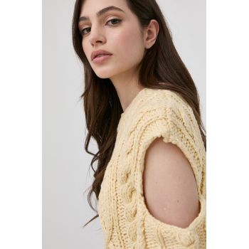 For Love & Lemons pulover femei, culoarea galben, călduros de firma original