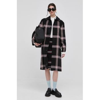 Karl Lagerfeld palton de lana culoarea negru, de tranzitie de firma original