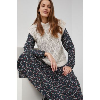 Answear Lab vesta femei, culoarea bej, cu turtleneck