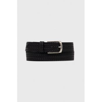 Jack & Jones curea de piele barbati, culoarea negru