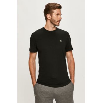 Lacoste tricou din bumbac culoarea negru, neted