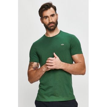Lacoste tricou din bumbac culoarea verde, uni TH2038-166 ieftin