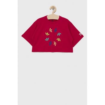 adidas Originals tricou de bumbac pentru copii HE4776 culoarea roz