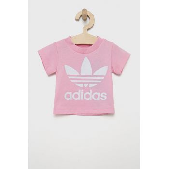 adidas Originals tricou de bumbac pentru copii HE2188 culoarea roz