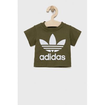 adidas Originals tricou de bumbac pentru copii HE2191 culoarea verde, cu imprimeu