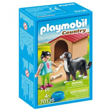 Set de Constructie Playmobil Fetita cu Catel si Cusca - Country