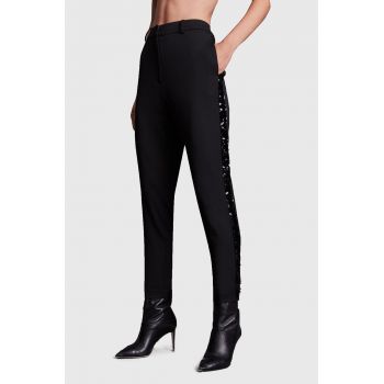 AllSaints pantaloni femei, culoarea negru, fason cargo, high waist