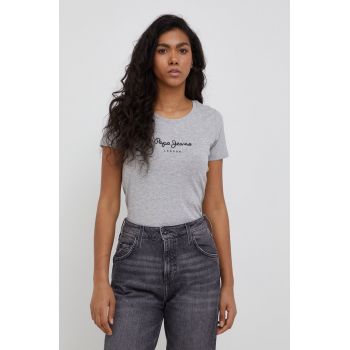 Pepe Jeans tricou New Virginia Ss N femei, culoarea gri