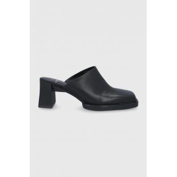 Vagabond slapi de piele Edwina femei, culoarea negru, cu toc drept