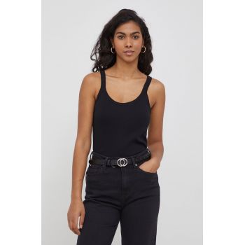 United Colors of Benetton top din bumbac culoarea negru