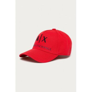 Armani Exchange șapcă culoarea rosu, cu imprimeu de firma originala