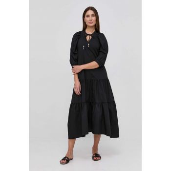 Boss rochie culoarea negru, maxi, evazati