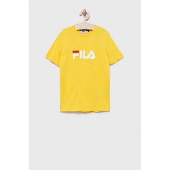 Fila tricou de bumbac pentru copii culoarea galben, cu imprimeu