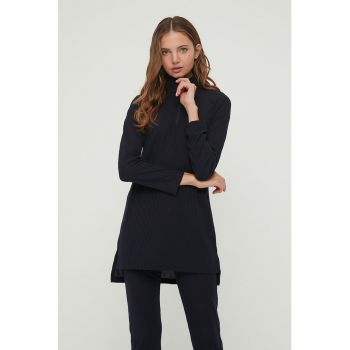 Set de bluza lunga cu terminatie asimetrica si pantaloni