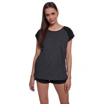 Tricou cu decolteu la baza gatului si maneci raglan contrastante