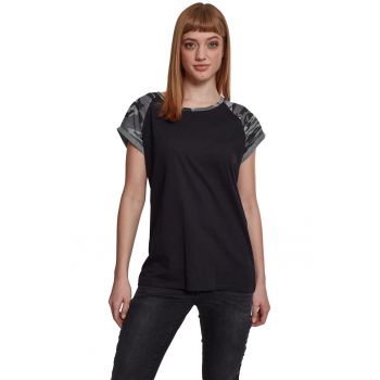 Tricou cu decolteu la baza gatului si maneci raglan contrastante