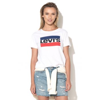 Tricou alb cu imprimeu logo Tricou alb cu imprimeu logo