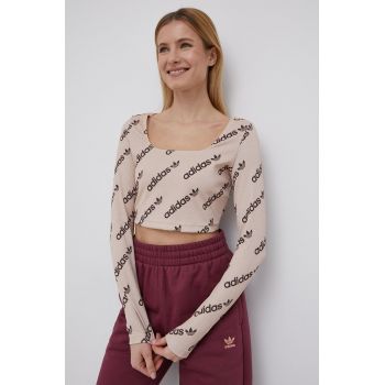 adidas Originals longsleeve HM4893 femei, culoarea bej