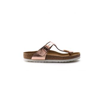 Birkenstock slapi de piele Gizeh femei, culoarea roz, cu toc plat, 1005049