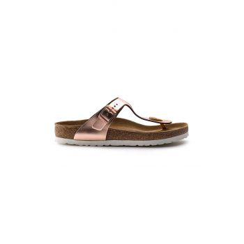 Birkenstock șlapi de piele Gizeh femei, culoarea roz, cu toc plat 1005049-met.copper