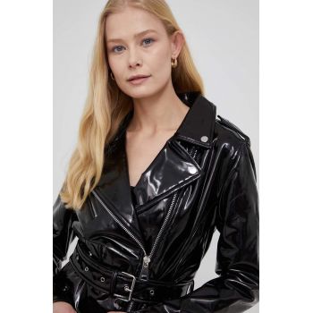 Dkny geaca ramones femei, culoarea negru, de tranzitie