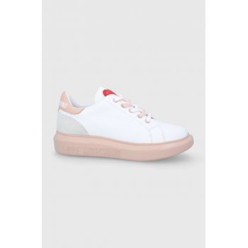 Love Moschino ghete de piele culoarea alb