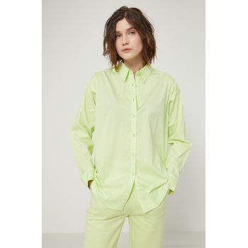 Medicine camasa femei, culoarea verde, cu guler clasic, relaxed de firma originala